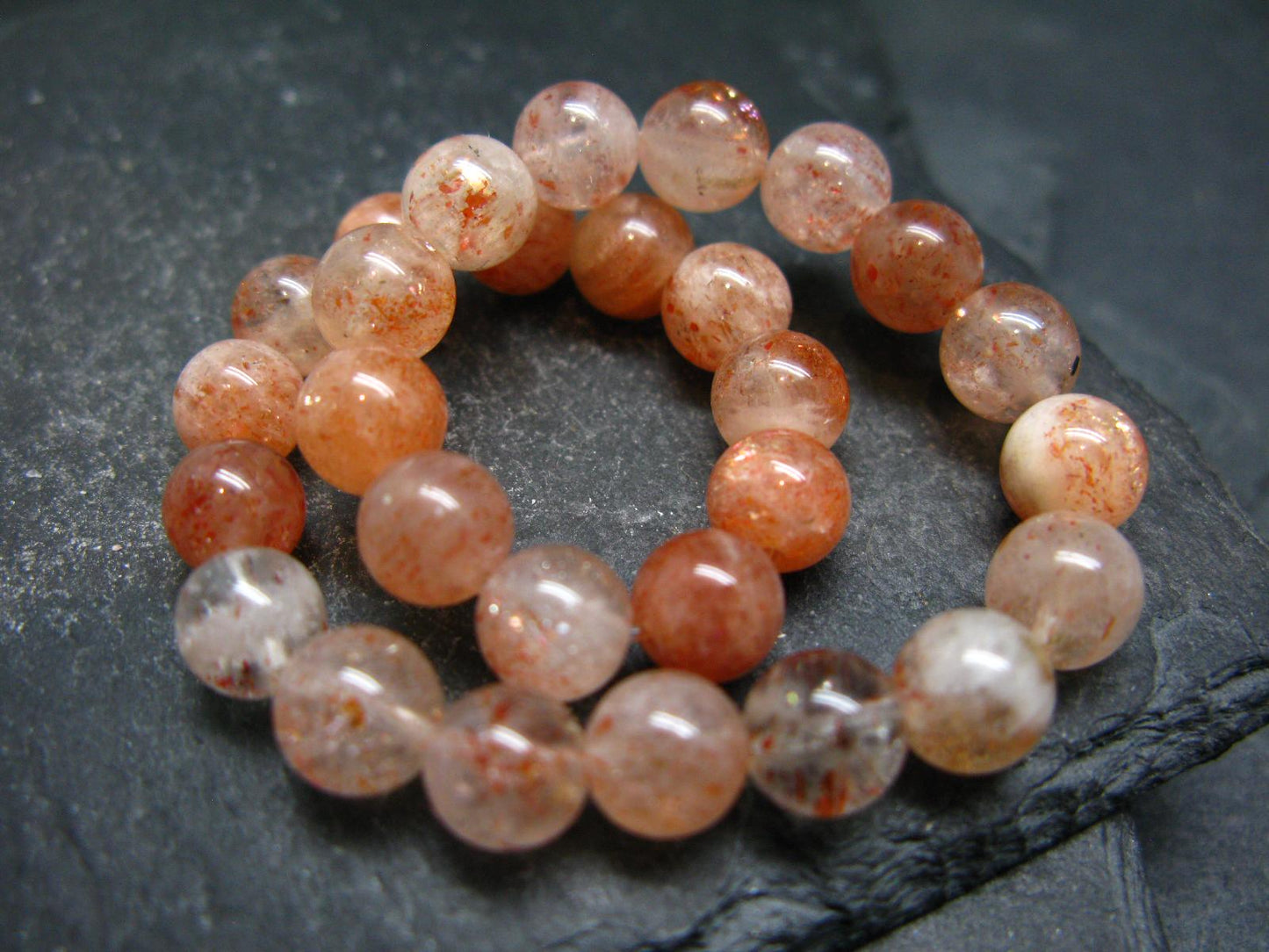 Sunstone Genuine Bracelet ~ 7 Inches ~ 7mm Round Beads