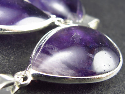Lot of 3 Natural Purple Amethyst Drop Shaped Pendants From Brazil