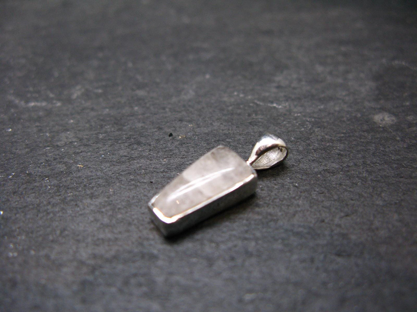 Raw Rare Natrolite Crystal Silver Pendant From Russia - 0.7" - 1.28 Grams