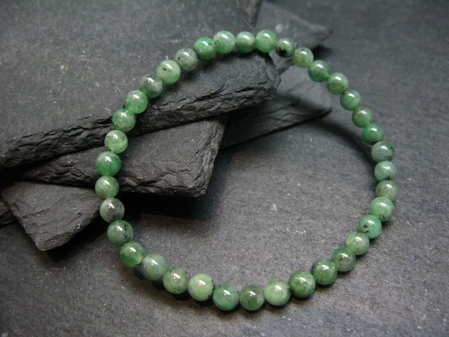 Green Garnet Tsavorite Genuine Bracelet ~ 7 Inches ~ 6mm Round Beads