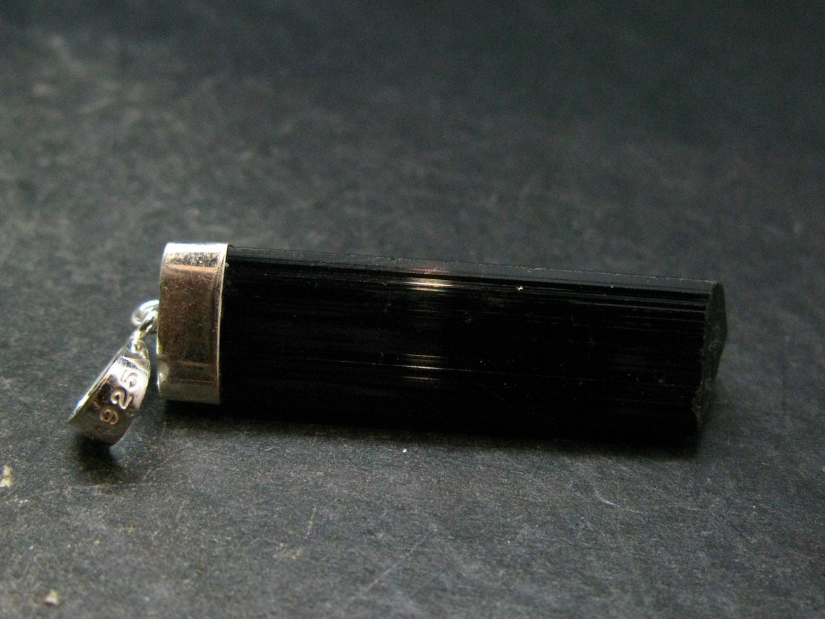 Black Tourmaline Schorl Silver Pendant From Brazil - 2.0" - 9.78 Grams