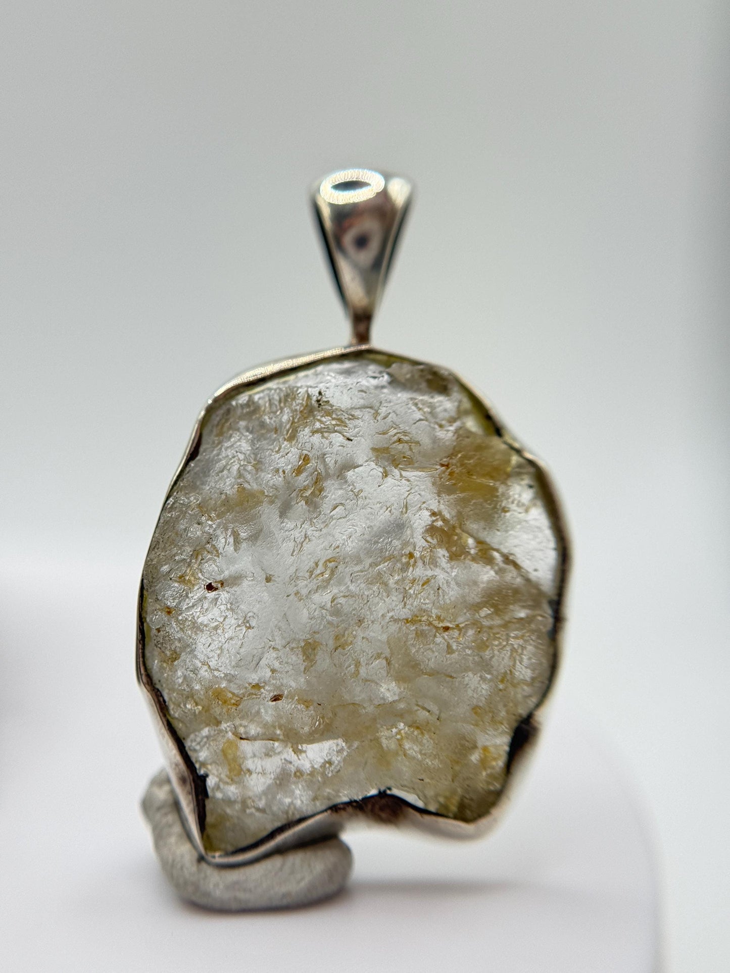 Raw Herderite Pendant – Natural Crystal in Sterling Silver Setting - 3.90g