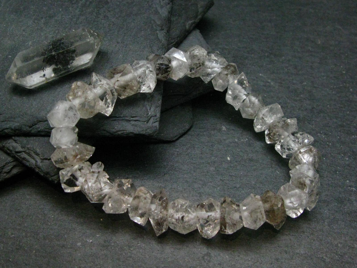 Tibetan Black Quartz Genuine Bracelet ~ 7 Inches ~ 12mm Crystal Beads