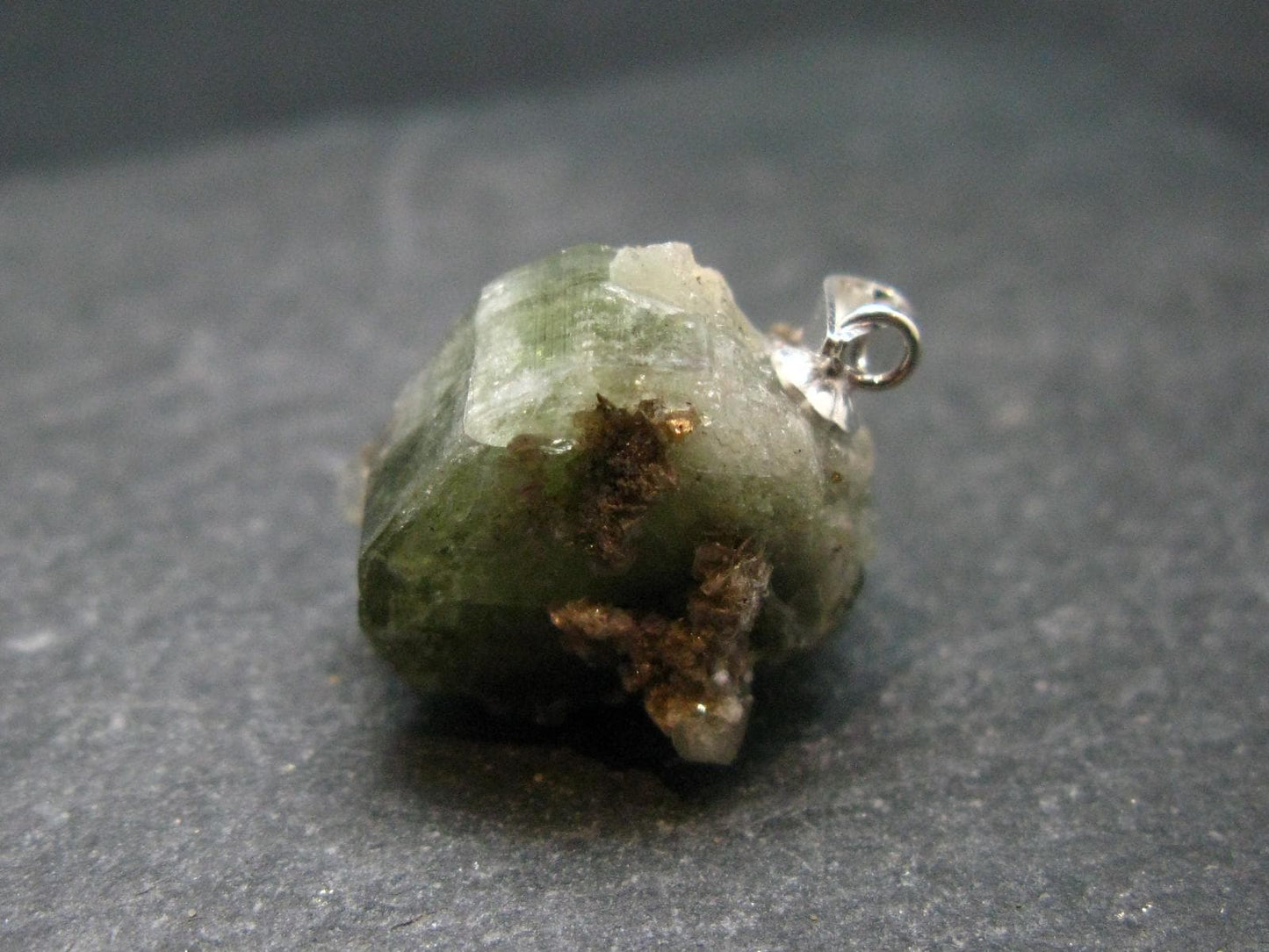 Green Apatite Crystal Silver Pendant From Portugal - 0.9" - 4.59 Grams
