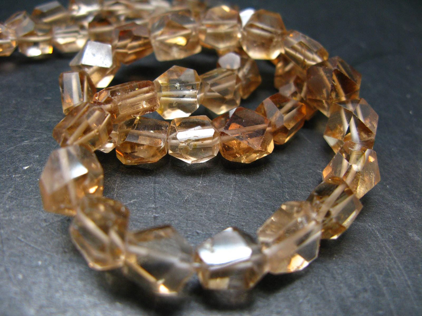 Extremely Rare Brown Champagne Topaz Necklace From Pakistan - 17" - 10mm Facetted Beads