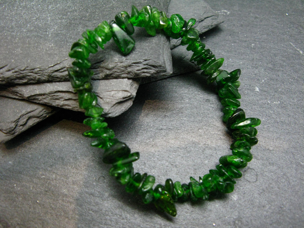 Chrome Diopside Genuine Bracelet ~ 7 Inches ~ 8mm Tumbled Beads