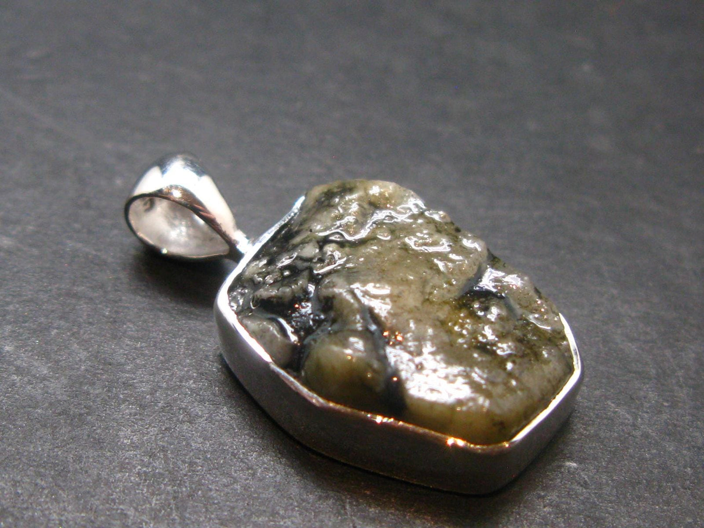 Phenakite Phenacite Silver Pendant from Brazil - 1.0 Inches - 3.34 Grams