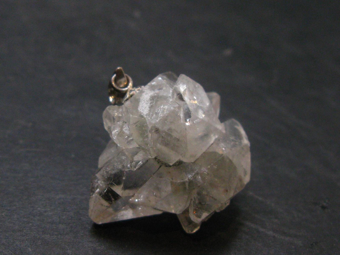 Clear Apophylite Apophyllite Crystal Silver Pendant From India - 1.0" - 6.20 Grams