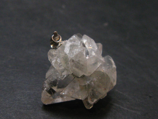 Clear Apophylite Apophyllite Crystal Silver Pendant From India - 1.0" - 6.20 Grams