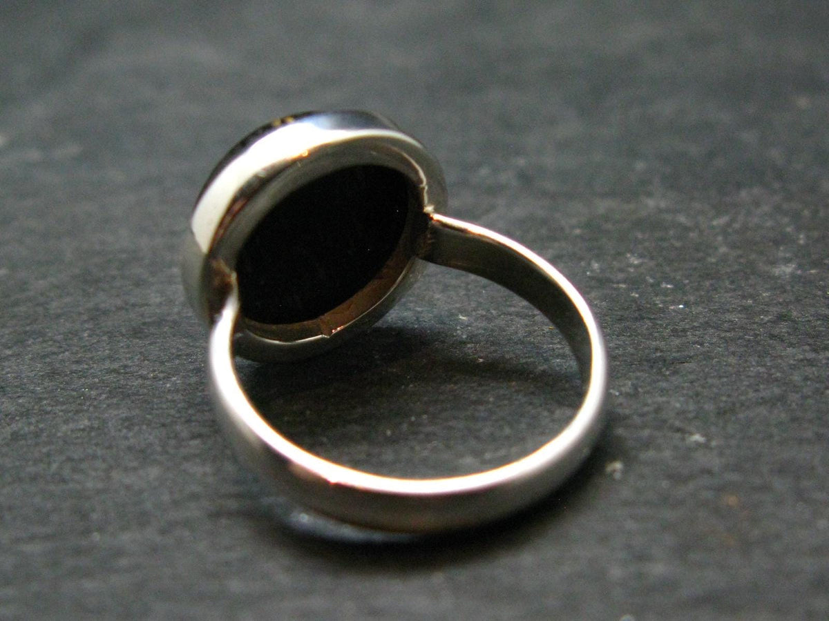 Real!! Very Rare Nuumite Nuummite Sterling Silver Ring from Greenland - 5.71 Grams - Size 8