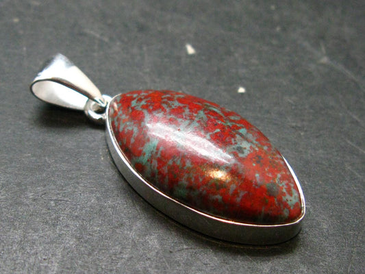 Crimson Cuprite w/ Chrysocola Silver Plated Pendant from Mexico - 1.7" - 6.57 Grams