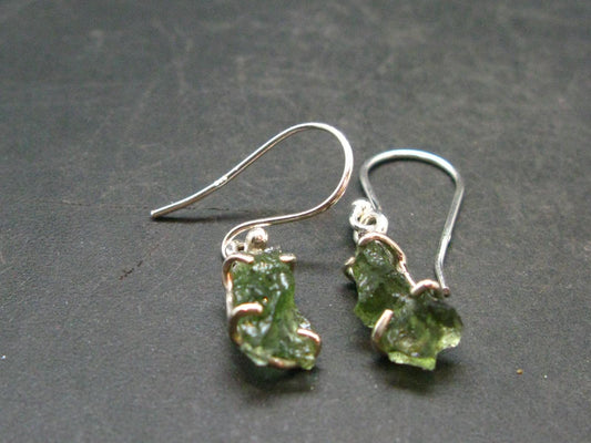 Moldavite Tektite Silver Earrings from Czech Republic - 1.84 Grams