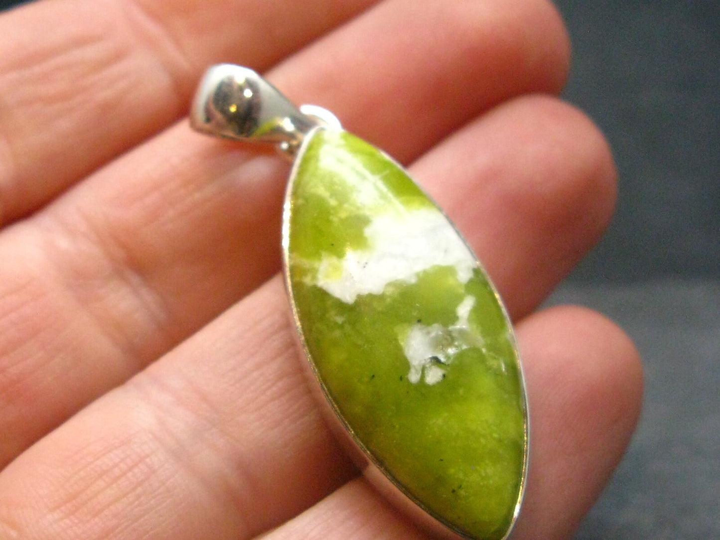 Unique Lizardite Serpentine Silver Pendant from Norway - 1.6"