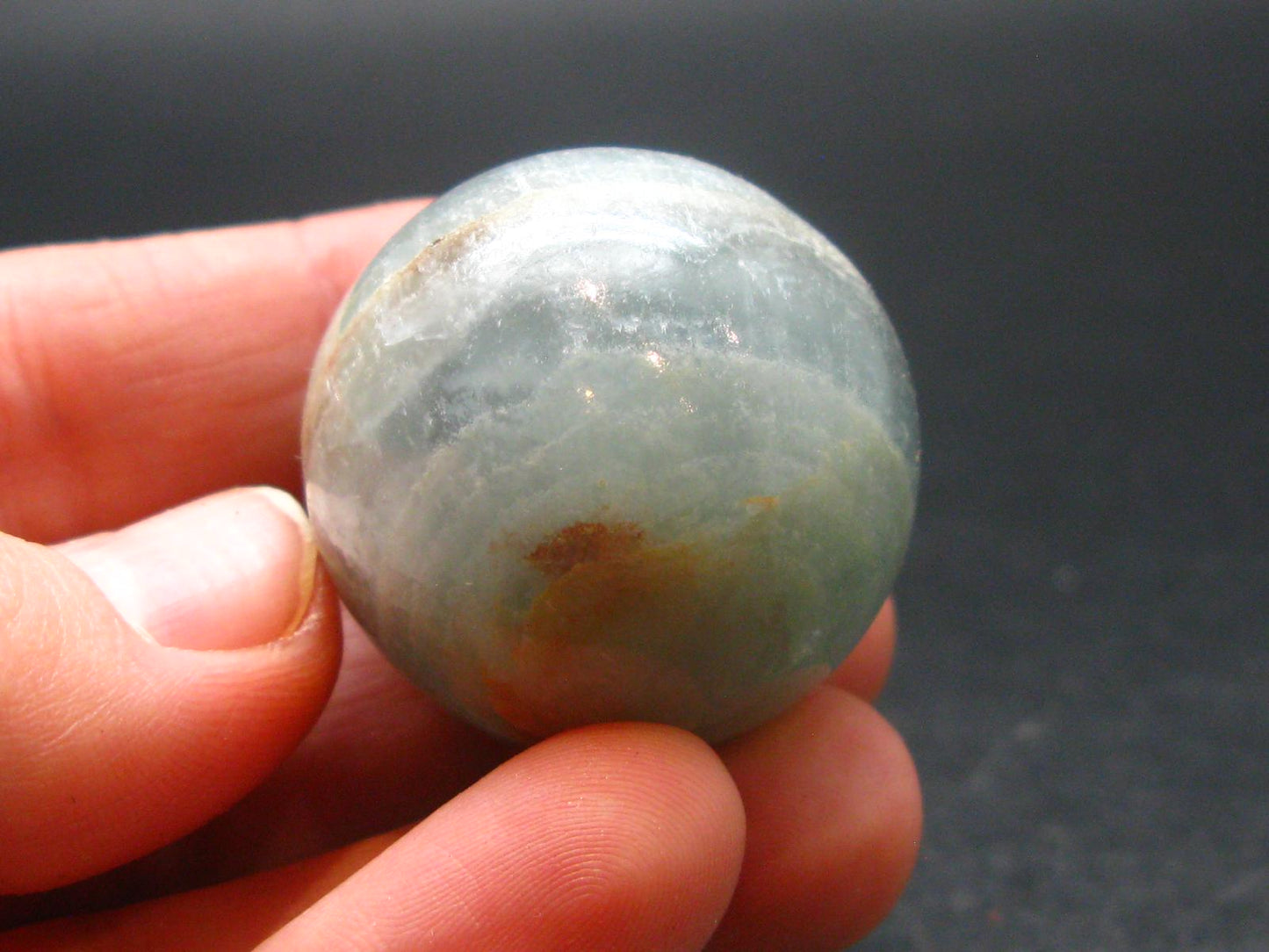 Stunning Lemurian Aquatine Blue Calcite Ball Sphere From Argentina - 1.1" - 37.34 Grams