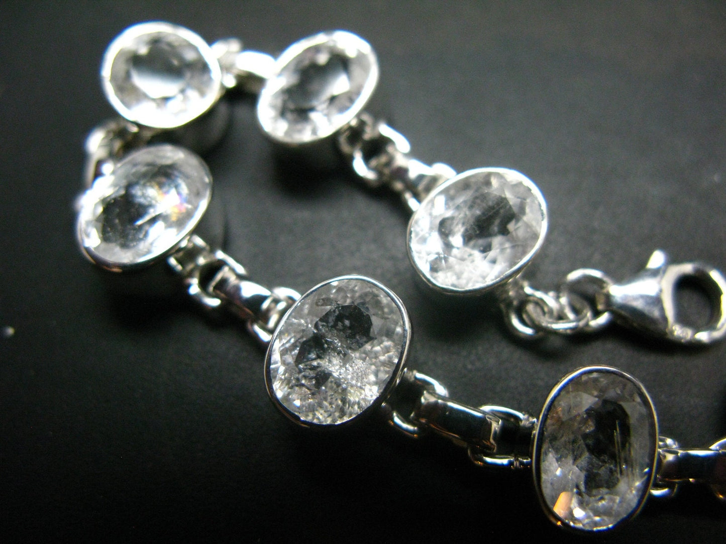 Phenakite Phenacite Cut Gem Silver Bracelet From Nigeria - 7" - 17.3 Grams