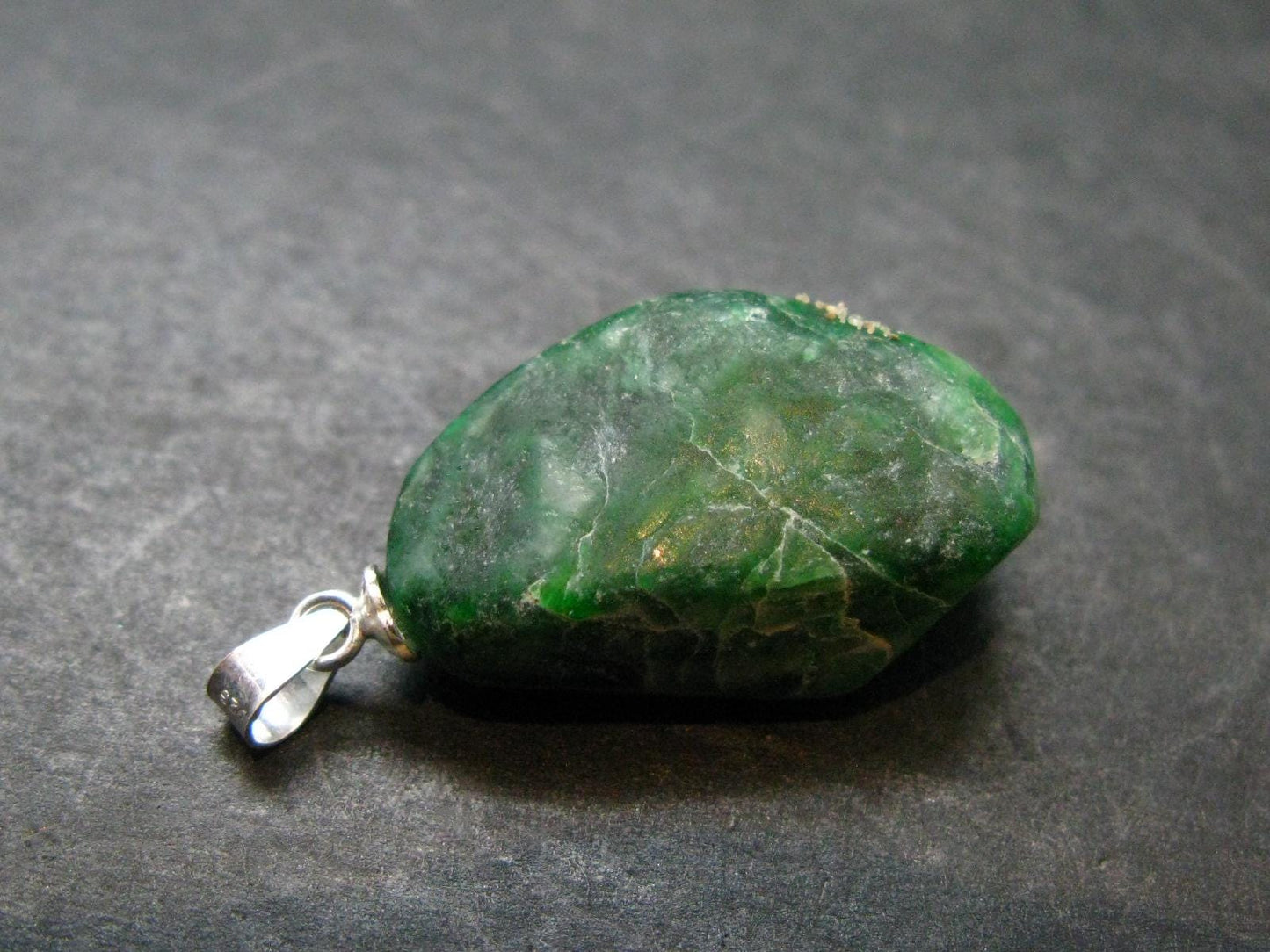 Extremely Rare Natural Maw Sit Sit Crystal Silver Pendant from Myanmar - 1.2" - 5.40 Grams