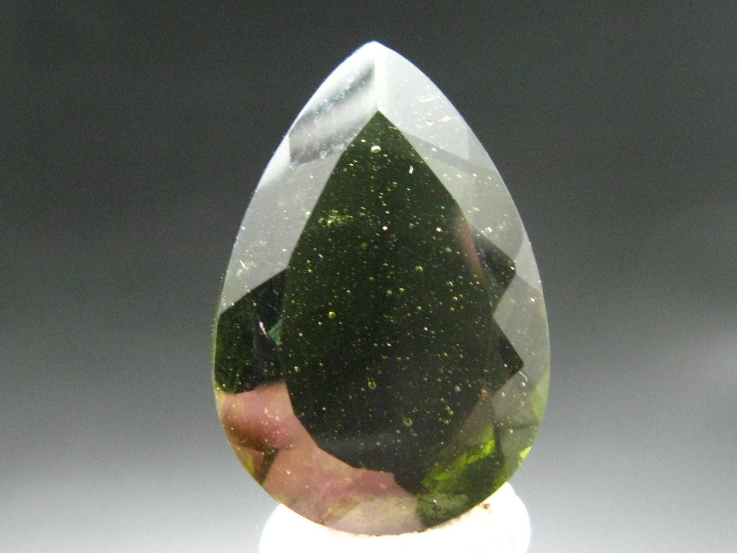 Moldavite Tektite Gem Cut Facetted Stone from Czech Republic - 20.50 Carats - 26x17mm