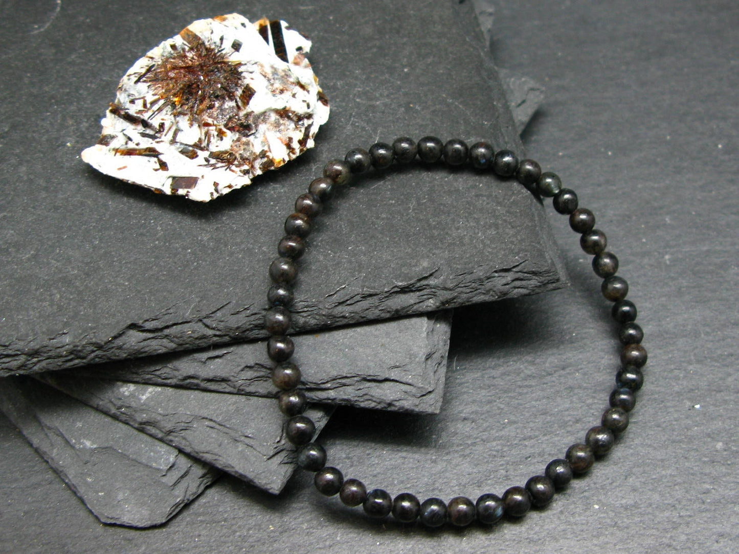 Astrophylite Astrophyllite Genuine Bracelet ~ 7 Inches ~ 4mm Round Beads