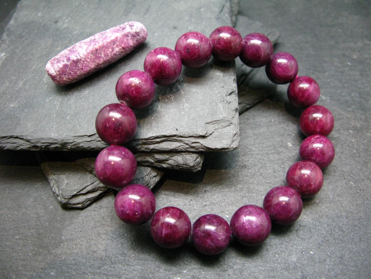 AAA Grade Ruby Genuine Bracelet ~ 7 Inches ~ 12mm Round Beads