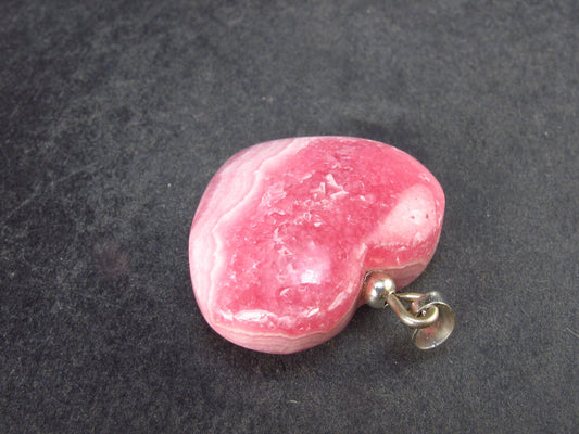 Rhodochrosite Heart Silver Pendant from Alma Colorado - 1.2" - 15.4 Grams