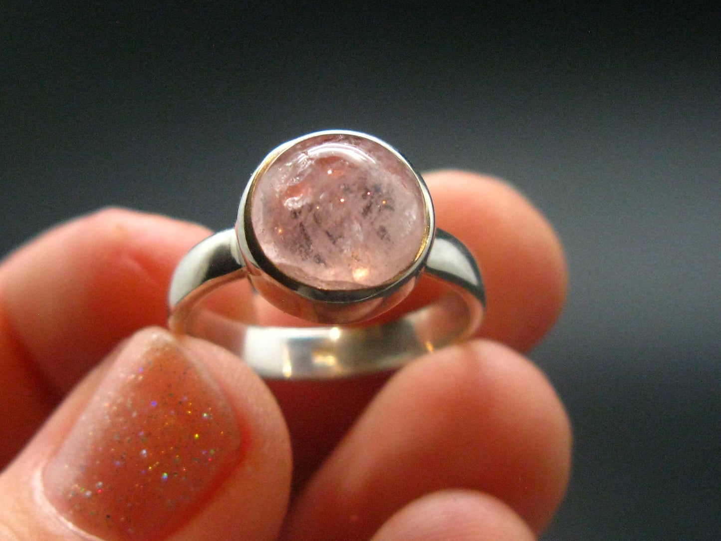 Pink Beryl!! Natural Raw Morganite Silver Ring From Brazil - Size 7 - 3.61 Grams