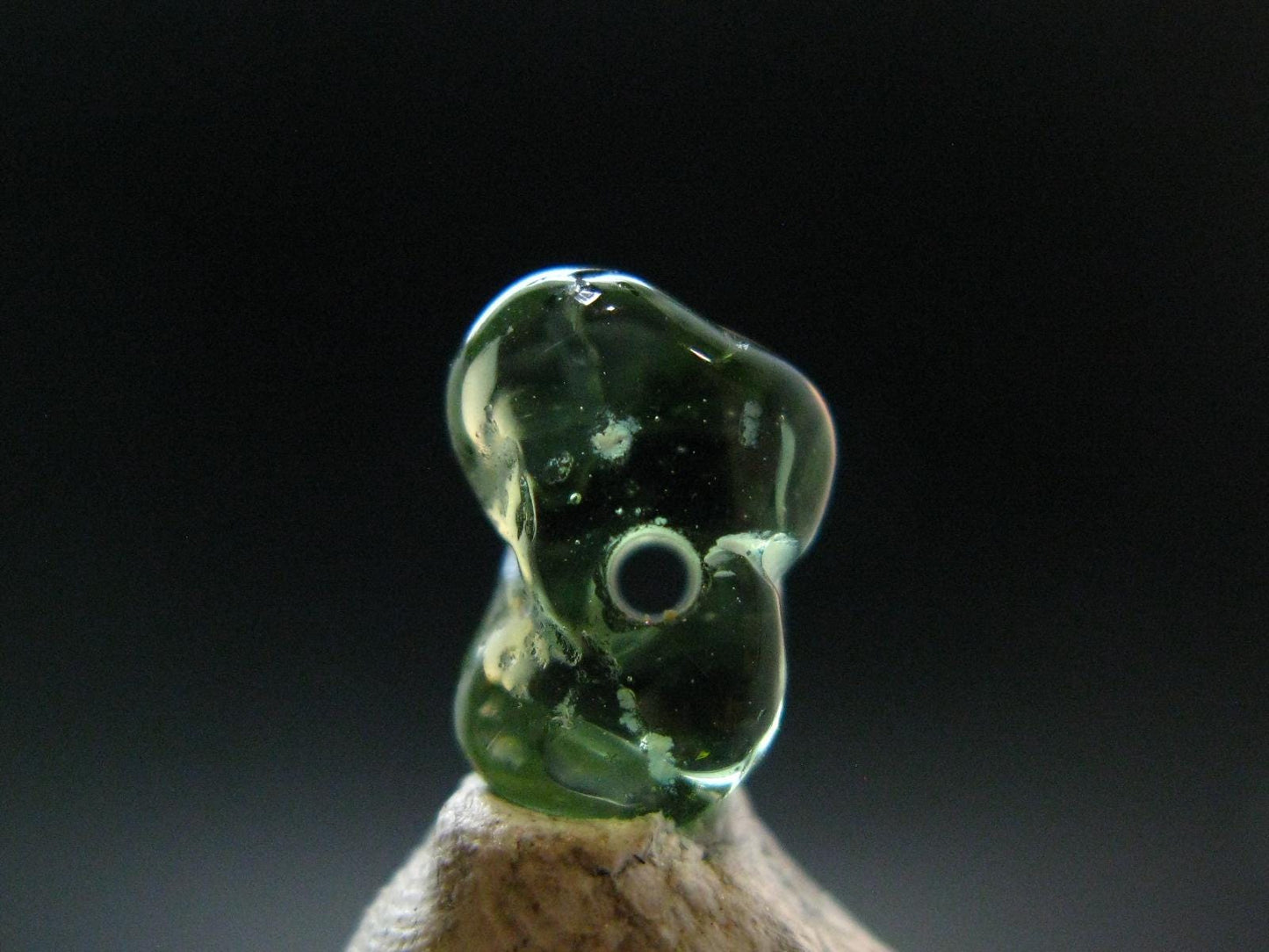 Moldavite Tektite Tumbled Bead from Czech Republic - 9 mm - 2.15 Carats