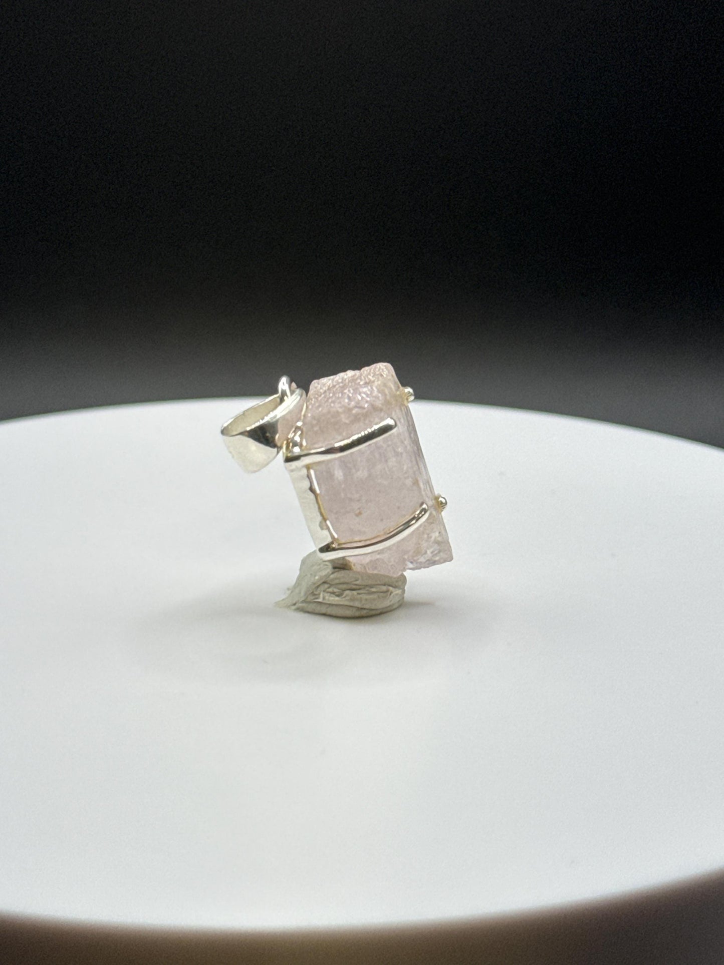 Raw Pink Stone Charm | Natural Crystal Silver Drop