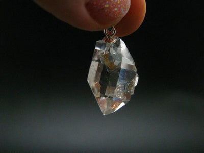 Fine Natural Herkimer Diamond Silver Pendant From New York - 1.0" - 4.09 Grams