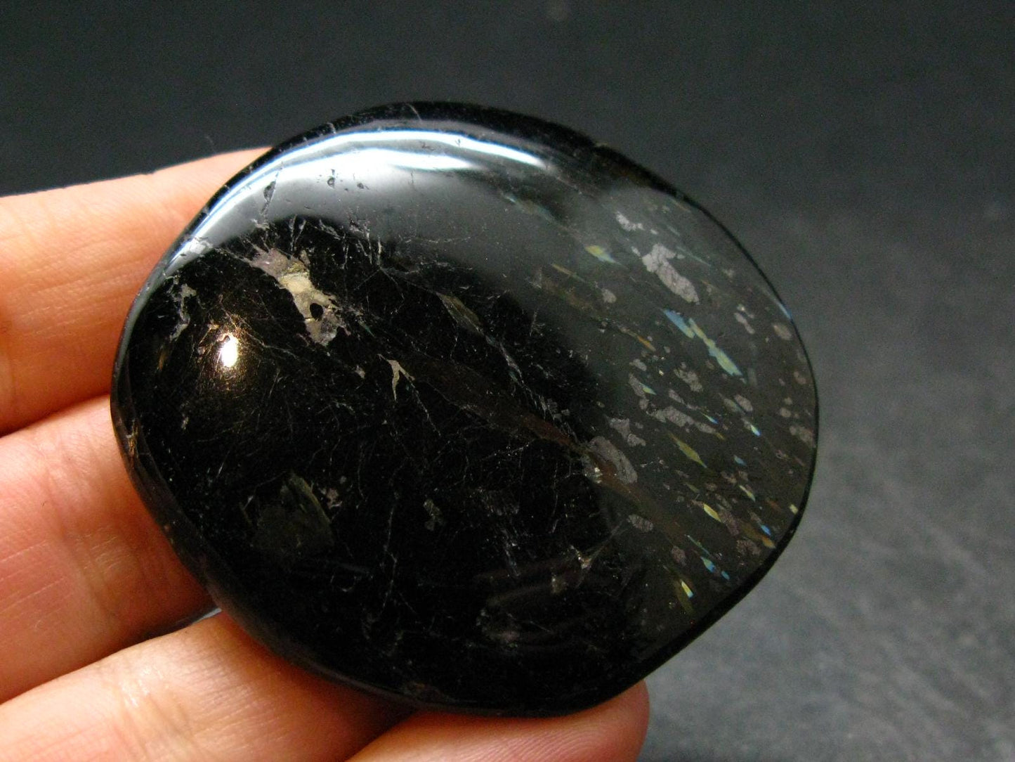 Rare Nuumite Nuummite Tumbled Stone From Greenland - 33.77 Grams - 1.9"