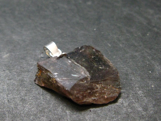 Rare Axinite Crystal Silver Pendant From Russia - 0.9" - 2.06 Grams