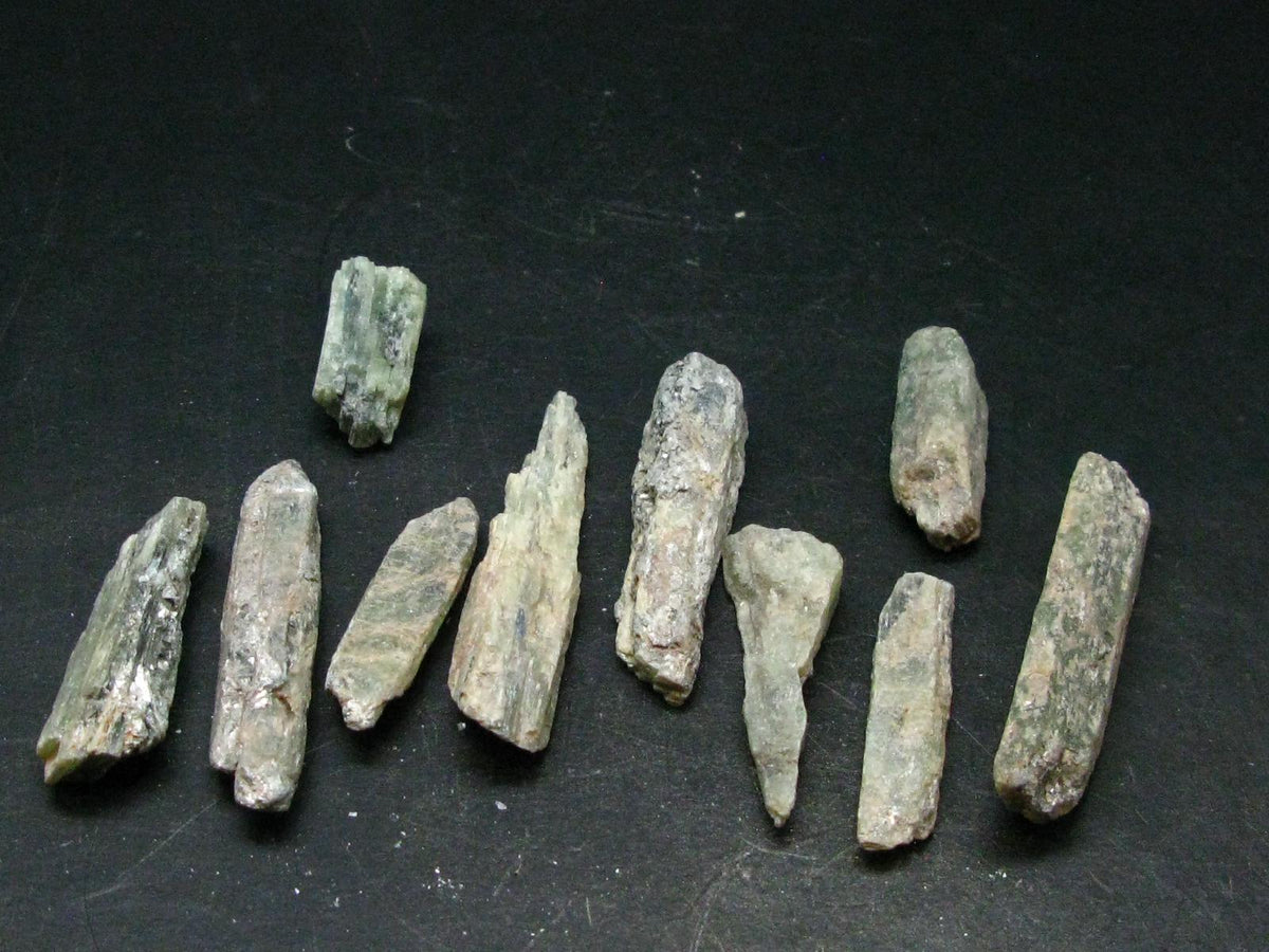 Lot of 10 Green Kyanite Crystals From Brazil - 77.91 Grams