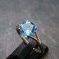 Facetted Blue Topaz Sterling Silver Ring - 1.94 Grams - Size 8