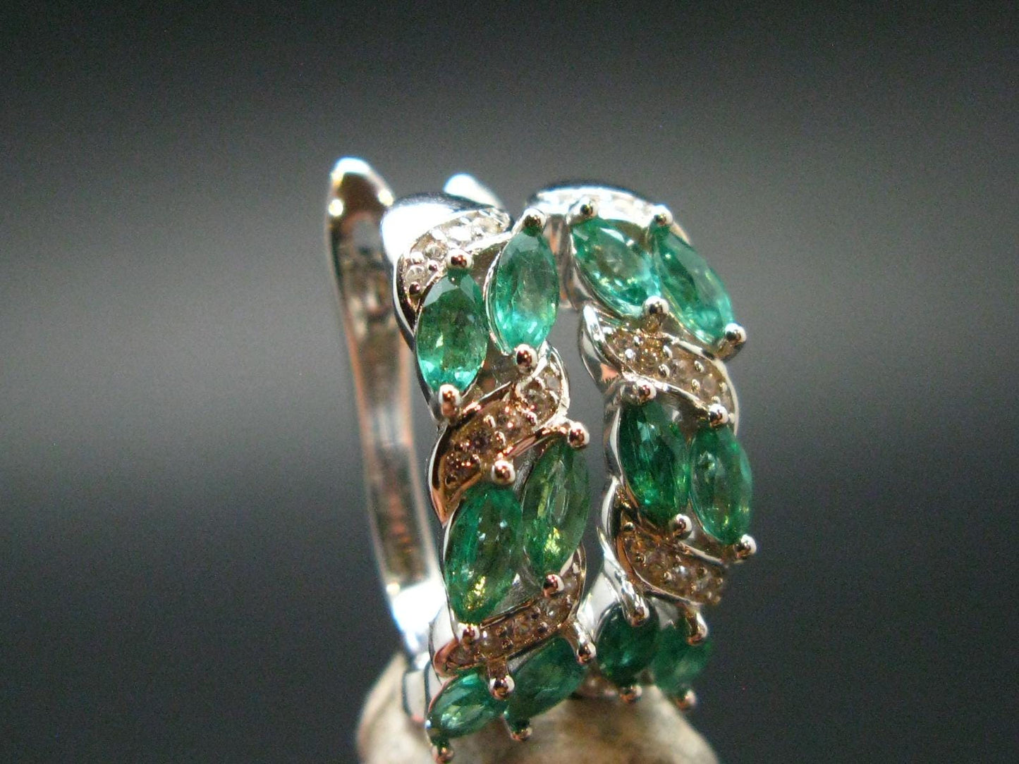 Gem Emerald Faceted Earrings In Sterling Silver - 1.45 Carats