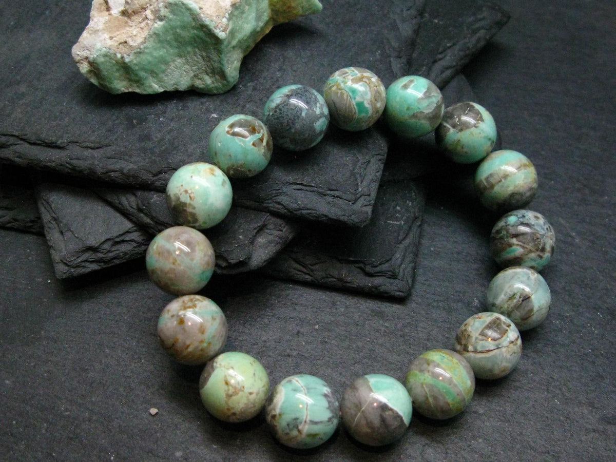 Variscite Genuine Untreated Bracelet ~ 7 Inches ~ 12mm Round Beads