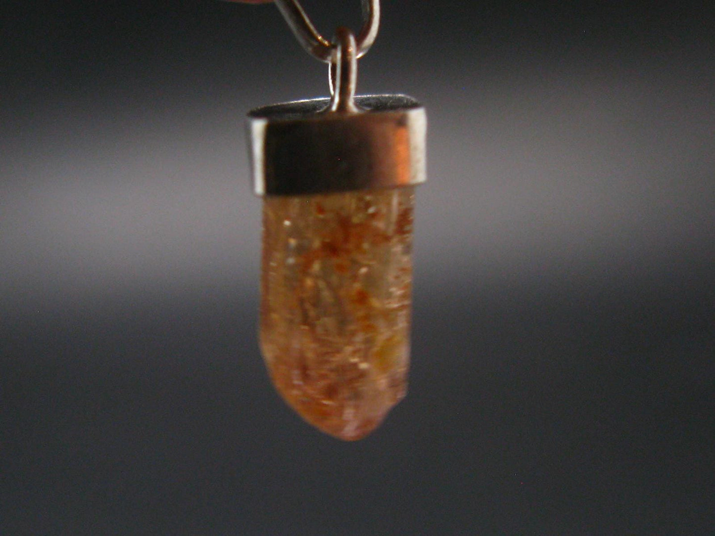 Natural Gemmy Imperial Topaz Crystal Pendant In Sterling Silver From Zambia - 0.8" - 1.34 Grams
