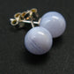 The Most Classic Earring Styles!! Natural 8mm Round / Ball Blue Lace Agate Gemstones 925 Silver Stud Earrings
