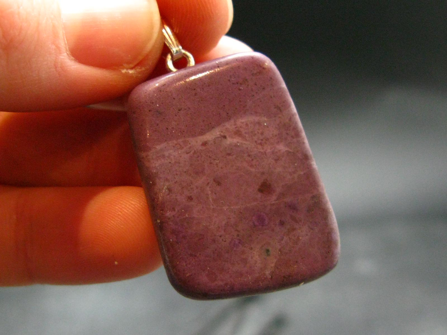 Purple Jade Silver Pendant From Turkey - 1.5" - 9.90 Grams
