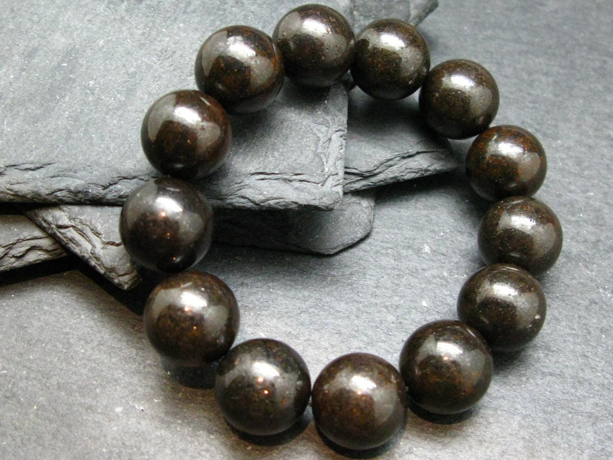 Meteorite Chondrite Genuine Bracelet ~ 7 Inches ~ 16mm Round Beads