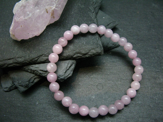 Kunzite Spodumene Genuine Bracelet ~ 7 Inches ~ 6mm Round Beads