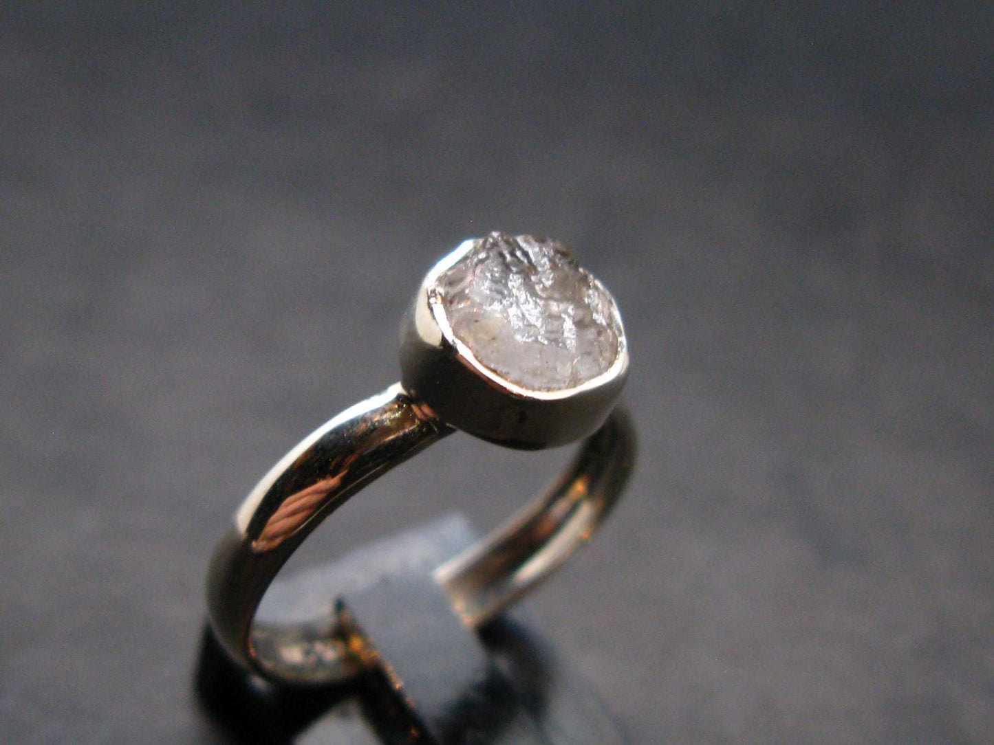 Gray Herderite Silver Ring from Africa - Size 7 - 1.88 Grams