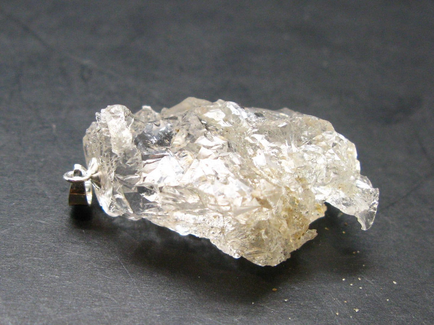 Goshenite Beryl Crystal 925 Silver Pendant From Brazil - 1.4" - 11.08 Grams