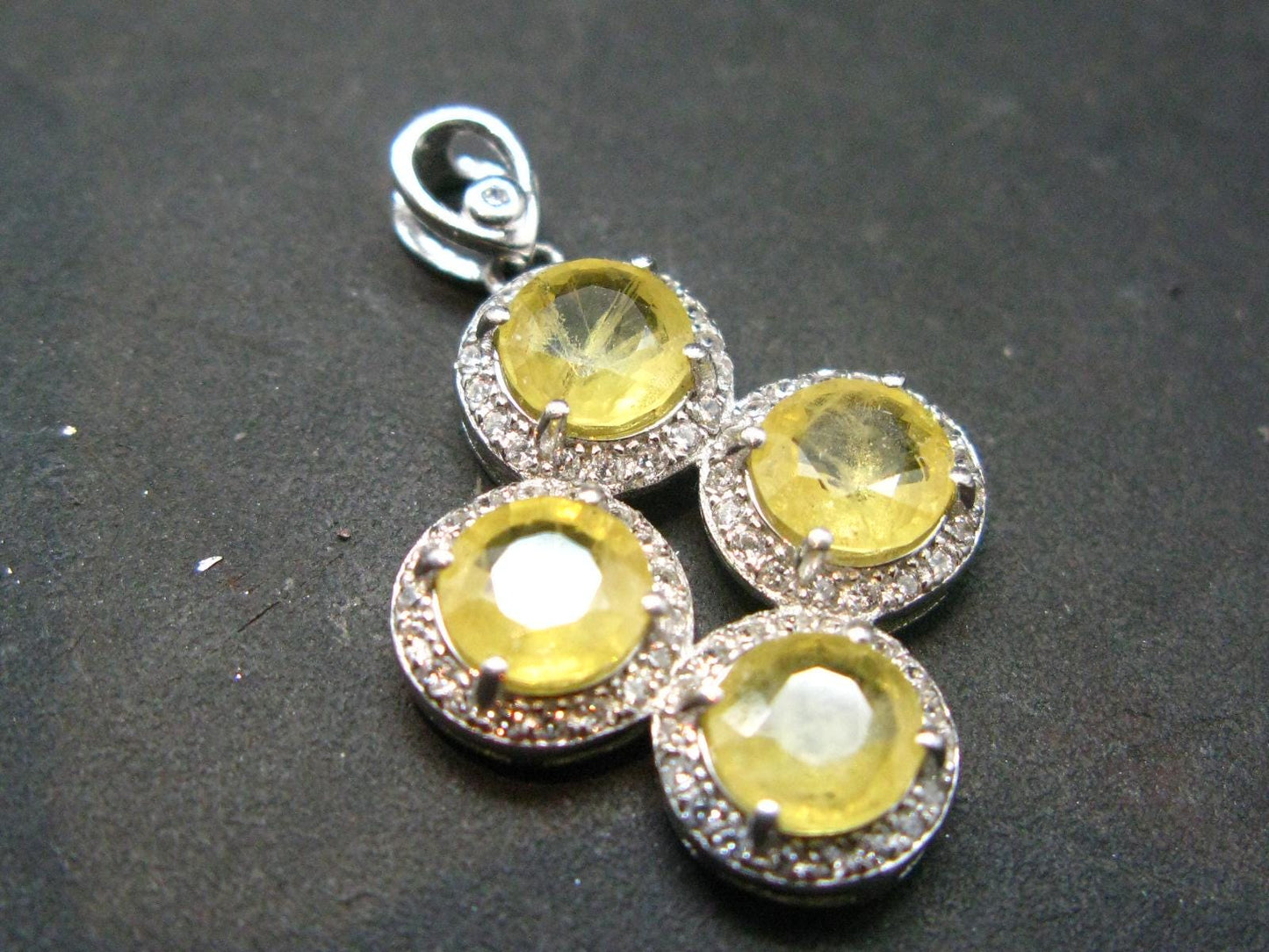 Nice Natural Faceted Yellow Sapphire 925 Sterling Silver Pendant - 1.1" - 3.10 Grams