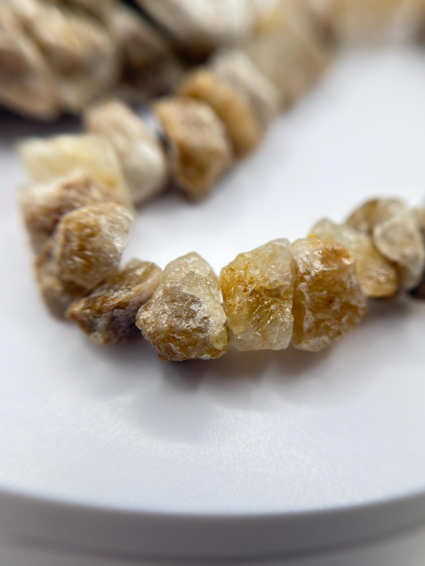 Raw Herderite Crystal Chip Bracelet – Natural Golden Stone Stretch Bracelet - Weight 28.77 g