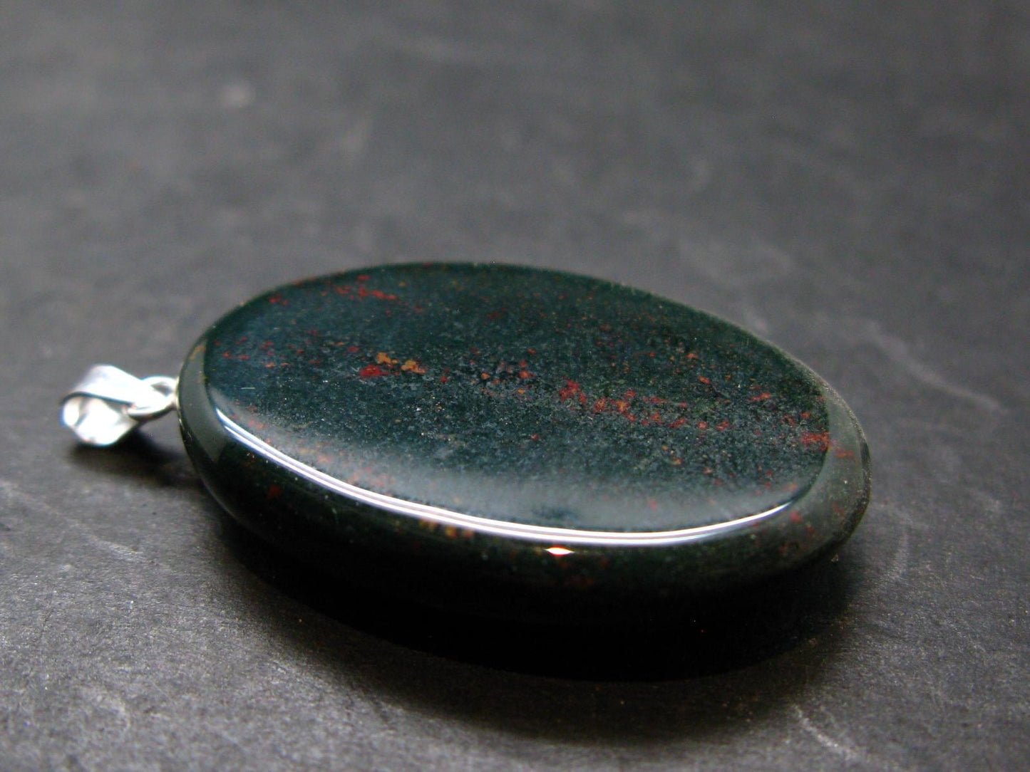 Bloodstone Silver Pendant From India - 1.4" - 7.38 Grams