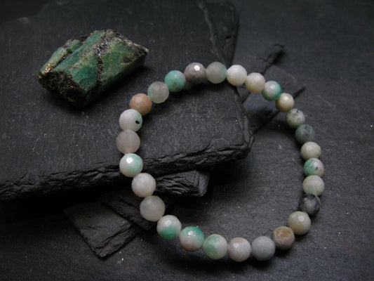 Emerald Genuine Bracelet ~ 7 Inches ~ 7mm Round Facetted Beads