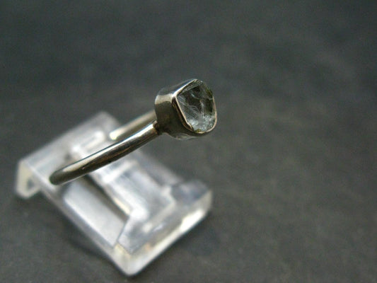 Cute Delicate Genuine Raw Aquamarine Gem Sterling Silver Ring - Size 8.25