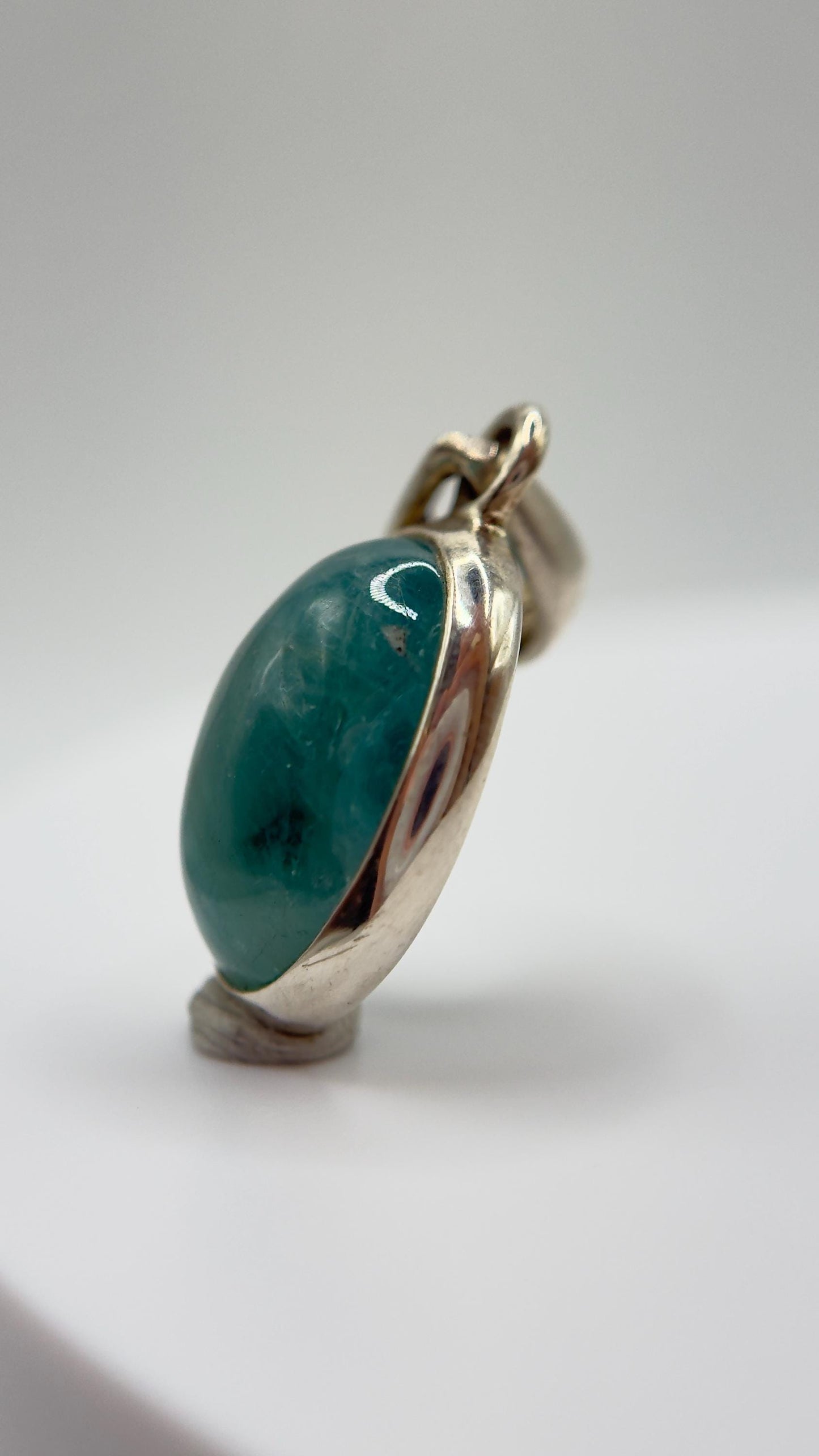 Grandidierite Pendant Blue Green Cabochon Gemstone Silver Necklace Natural Crystal Jewelry Gift