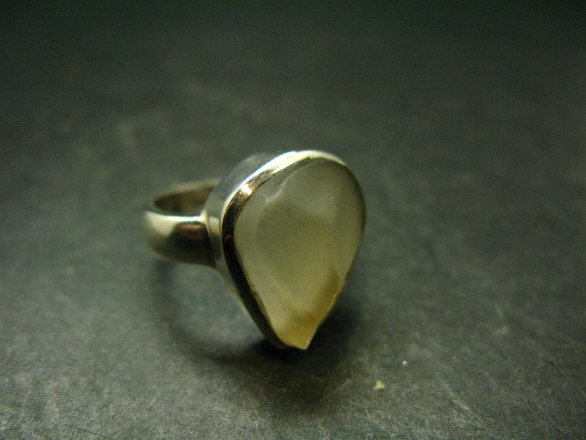 Natural Gem Raw Libyan Desert Glass Tektite Sterling Silver Ring from Libya - Size 6 - 9.03 Grams