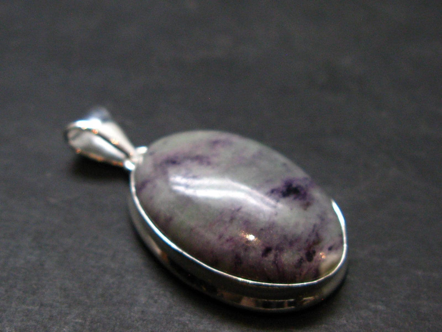Raw Violet Kämmererite Kammererite Chrome Clinochlore Silver Plated Pendant from Turkey - 1.5" - 7.90 Grams