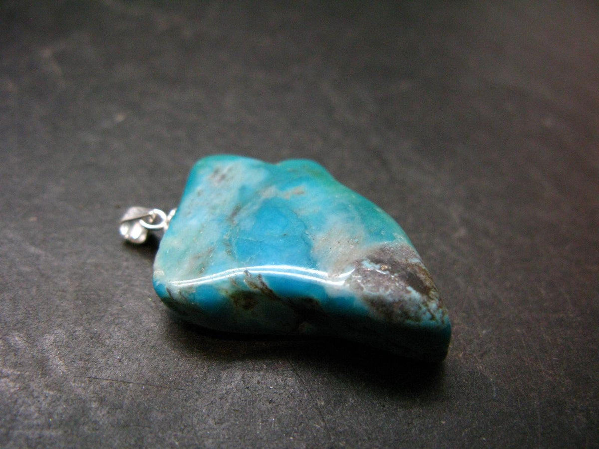 Genuine Turquoise Silver Pendant From Sleeping Beauty Arizona - 1.5" - 8.22 Grams
